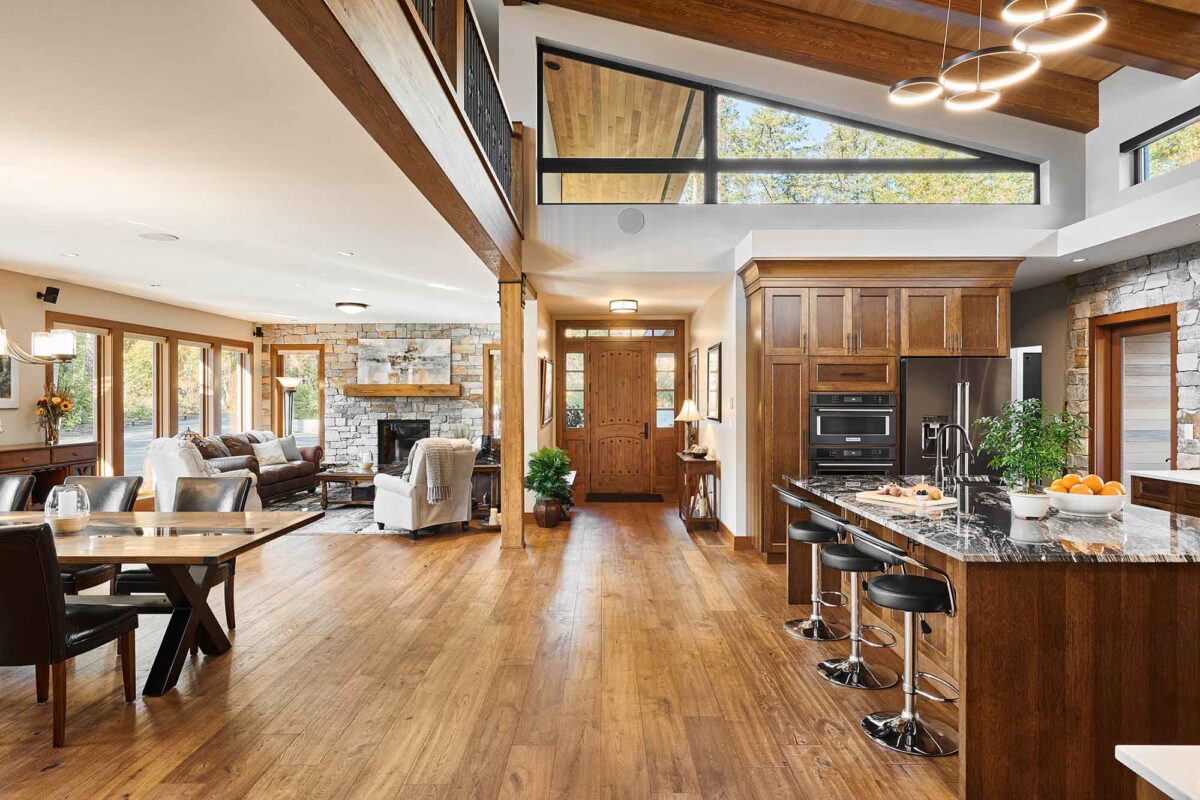 Sunlit Interior of a West Coast Mountain Lodge