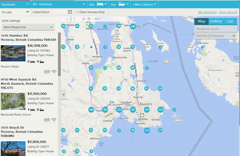 Image of MSL property search for Victoria area