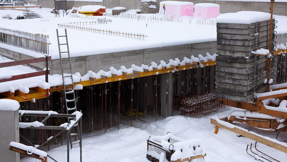 construction in the snow