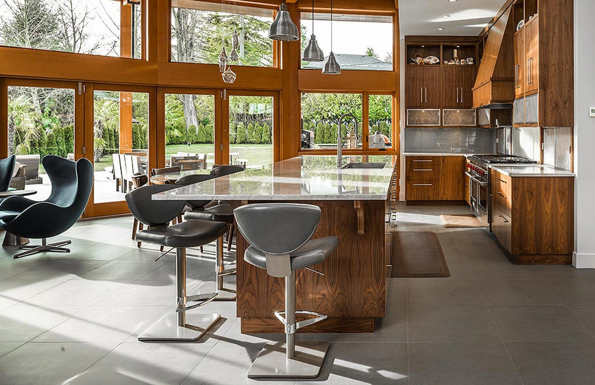 modern kitchen with lots of wood finishings