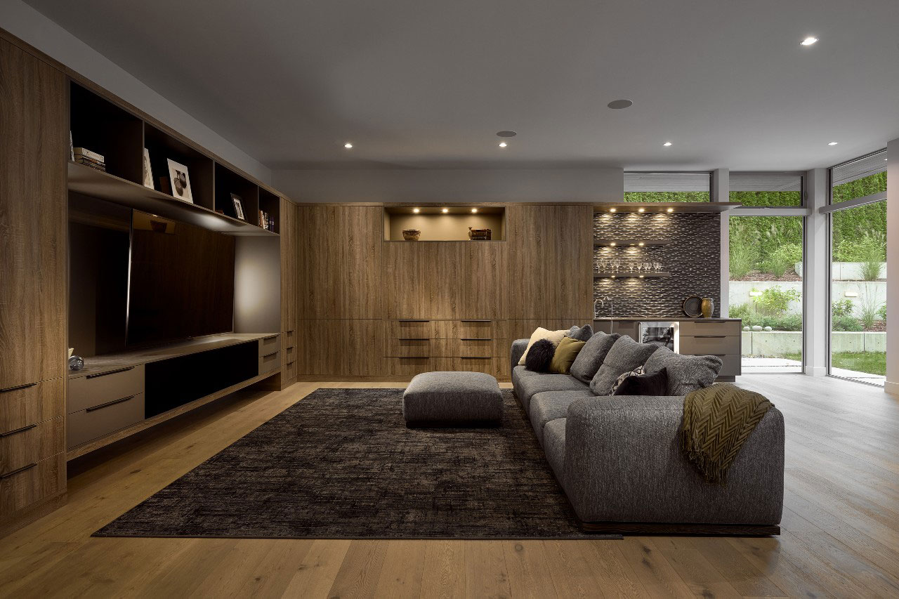 cozy media room with couch