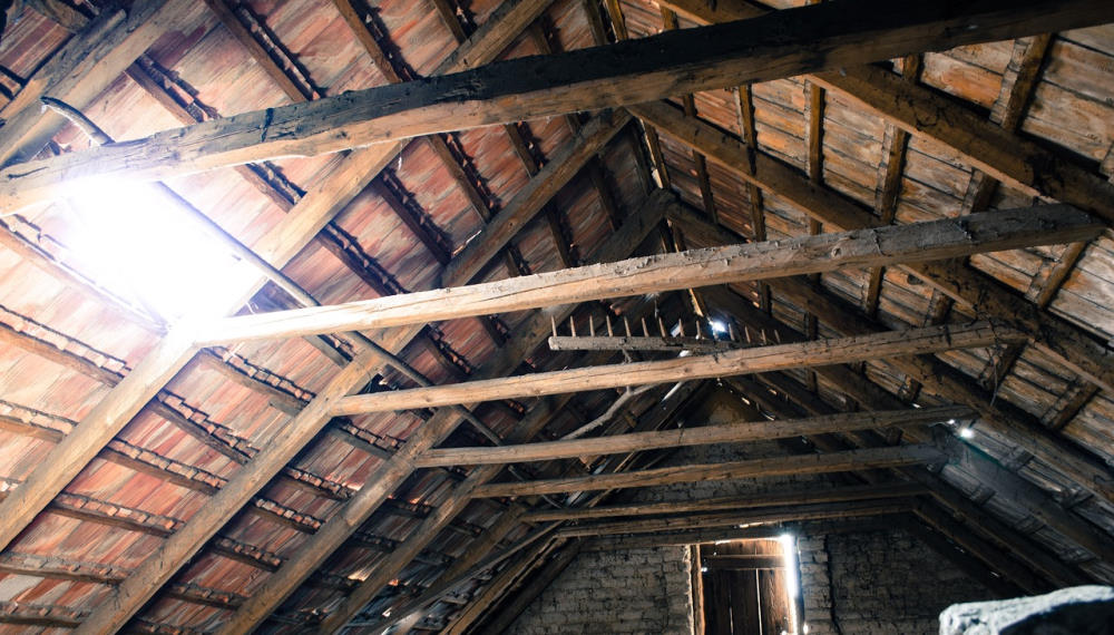 wood structure in attic