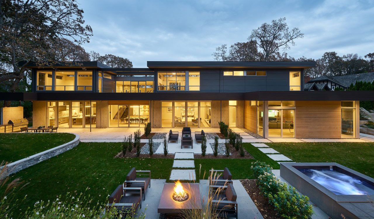 outdoor space and rear of custom home