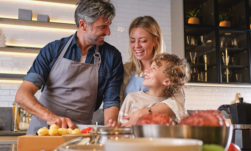 family cooking together