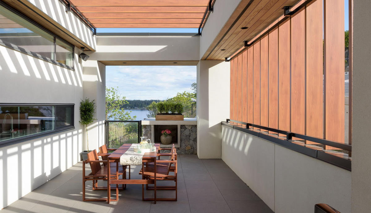 sunny dining space with a view