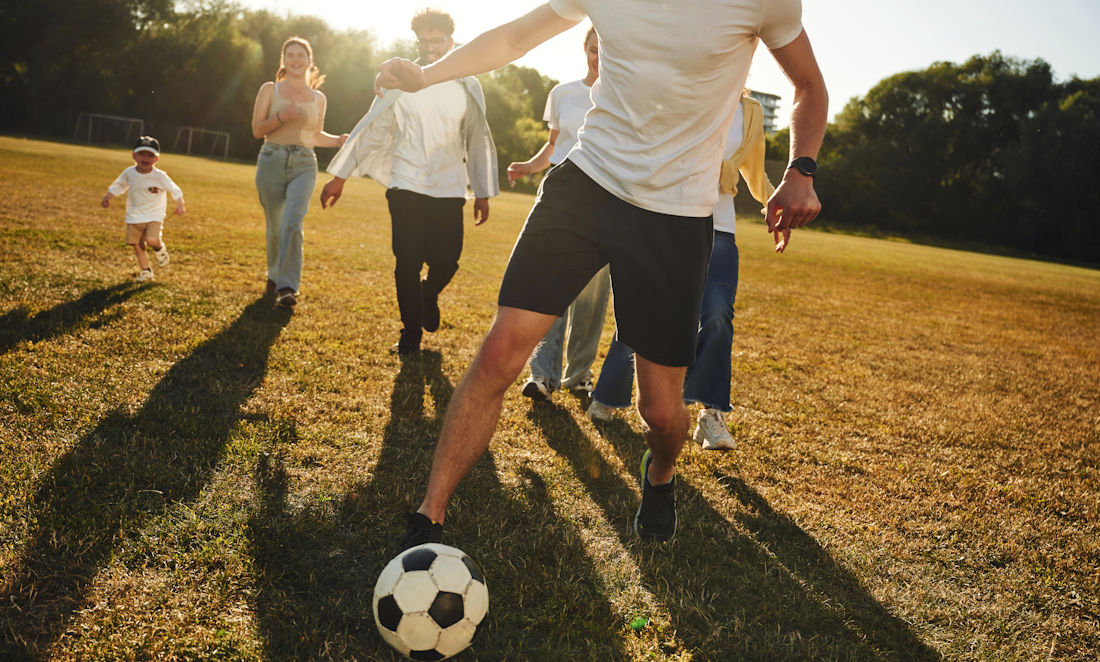 playing soccer together